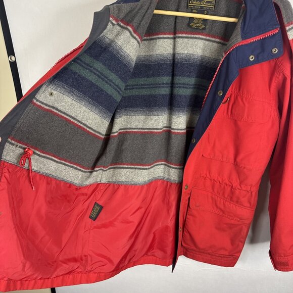 Eddie Bauer Red Hooded Parka Jacket Wool Blend Lined Men’s M Vintage - Picture 9 of 10